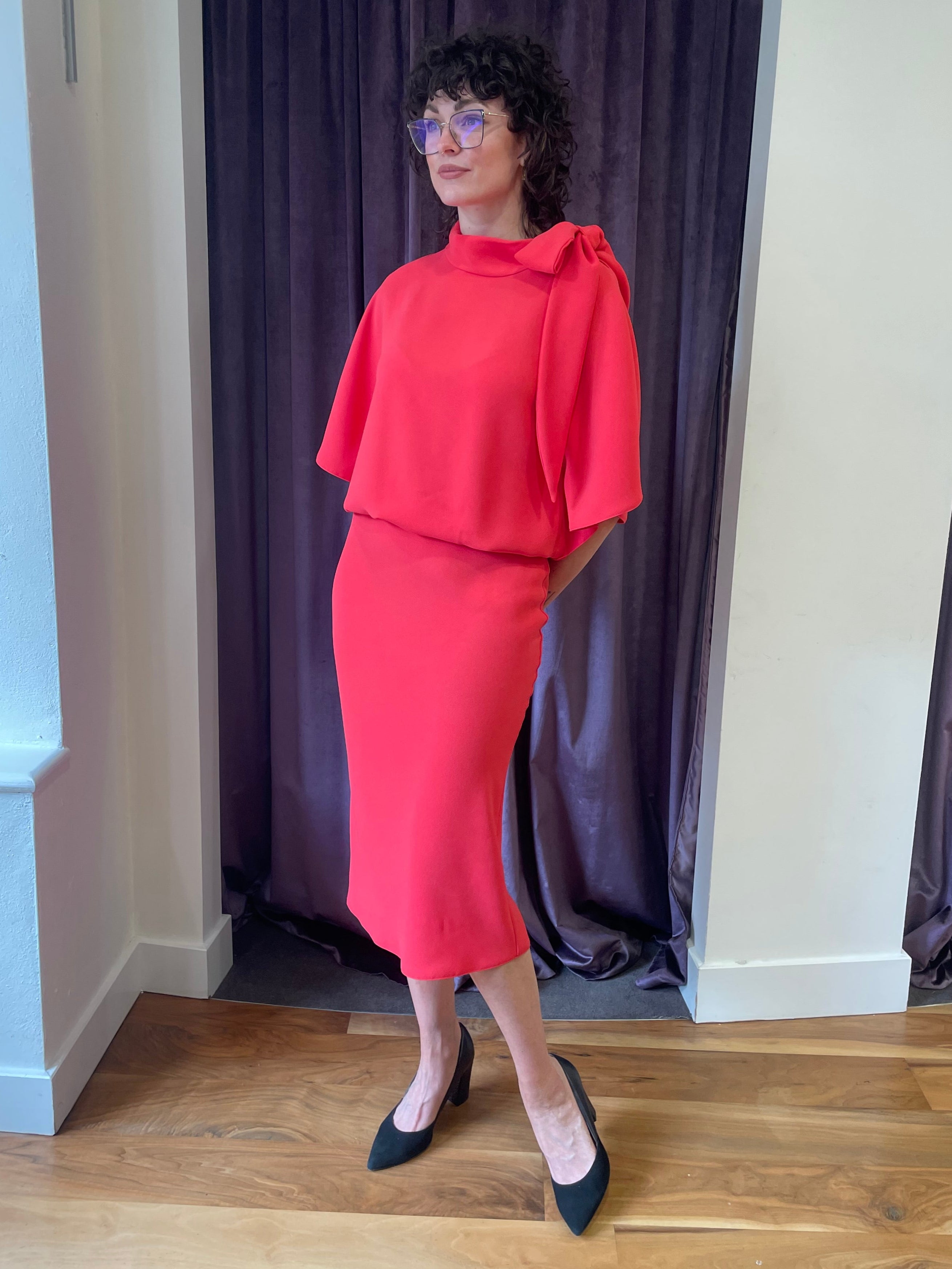 ROISIN LINNANE OLIVE CORAL DRESS 125