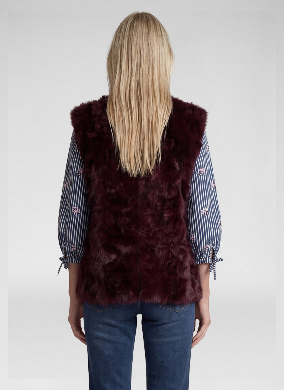 RABE BURGUNDY FAUX FUR ZIP JACKET 57-114872 226