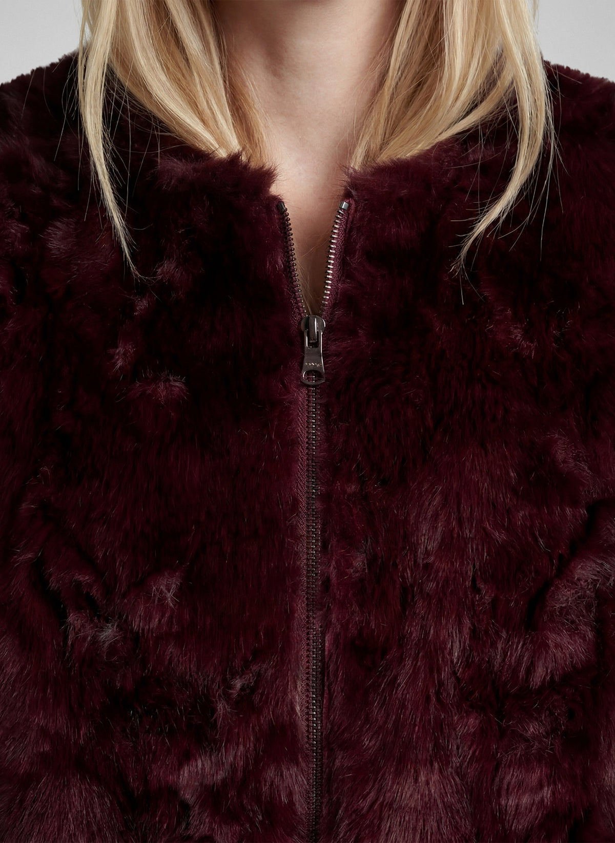 RABE BURGUNDY FAUX FUR ZIP JACKET 57-114872 226
