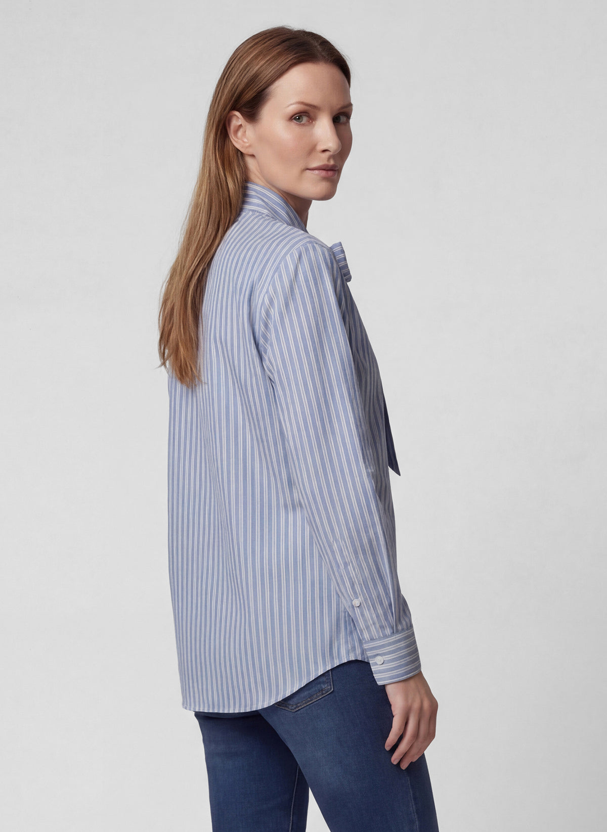 RABE BLUE STRIPE BOW BLOUSE 57-114101 226