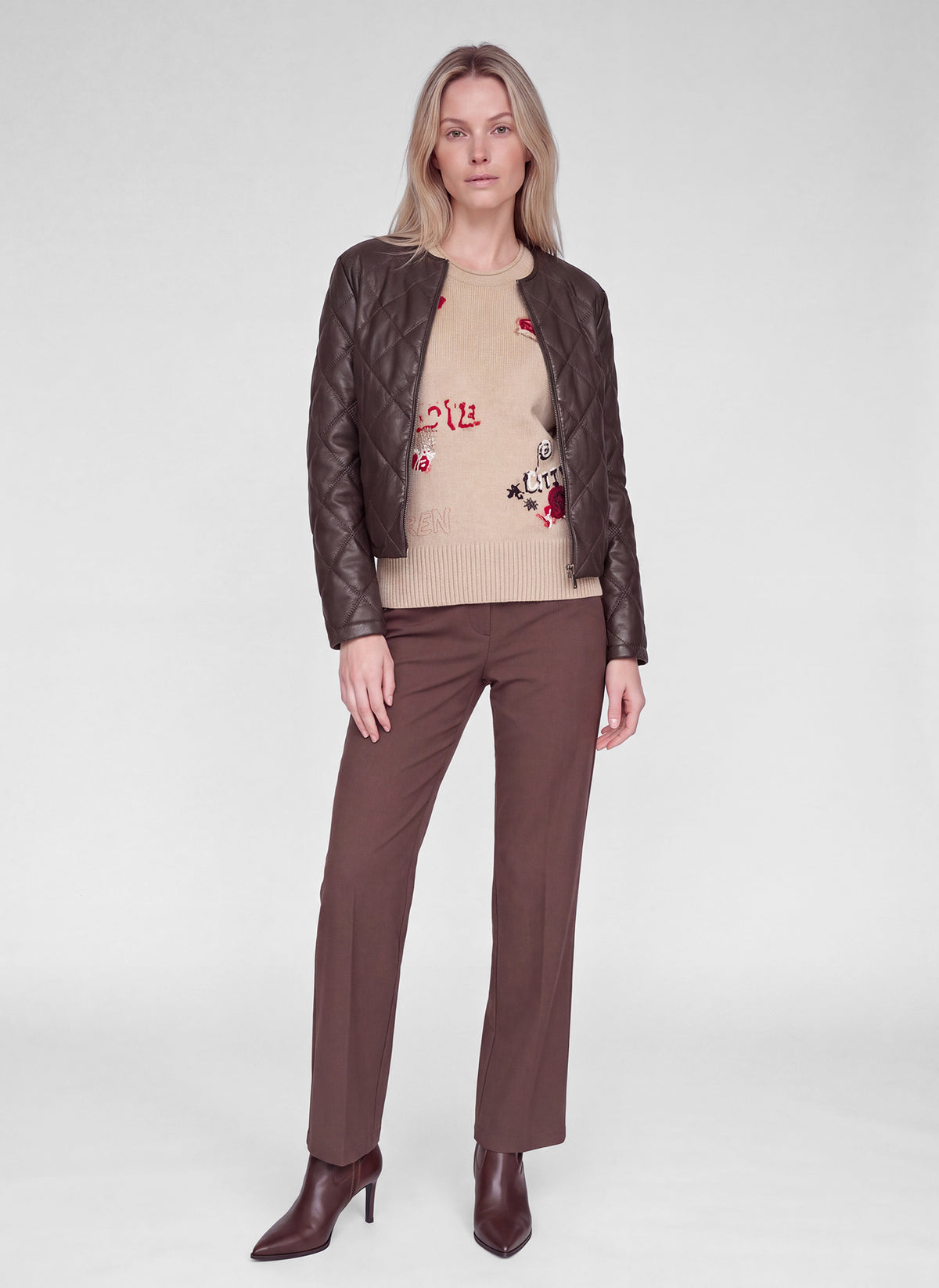 RABE BROWN QUILTED LEATHER JACKET 57-122824 226