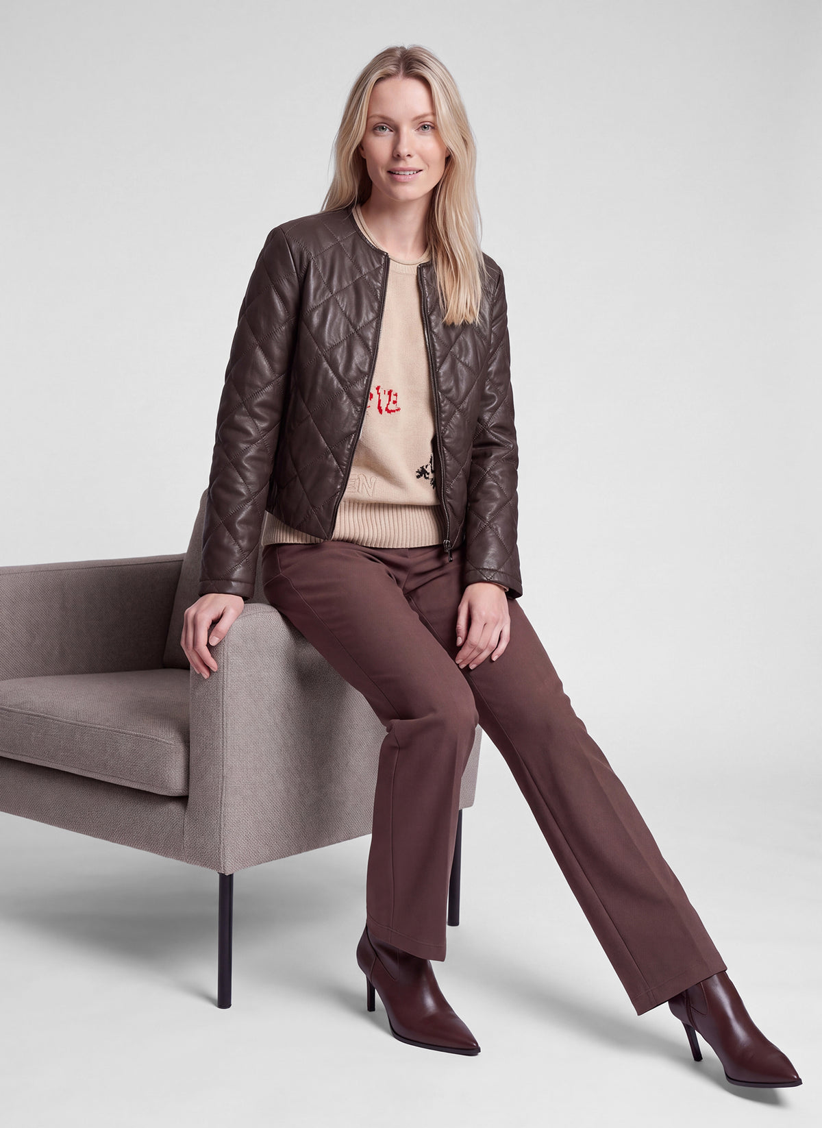 RABE BROWN QUILTED LEATHER JACKET 57-122824 226