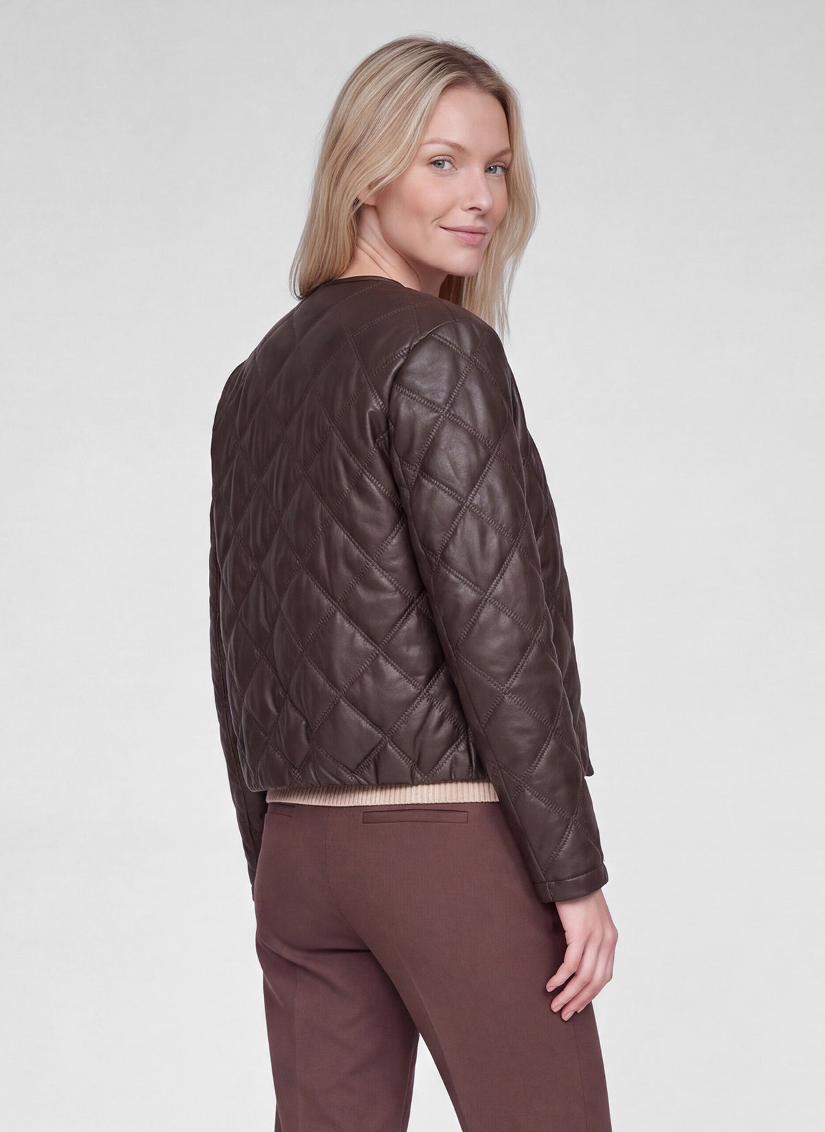 RABE BROWN QUILTED LEATHER JACKET 57-122824 226