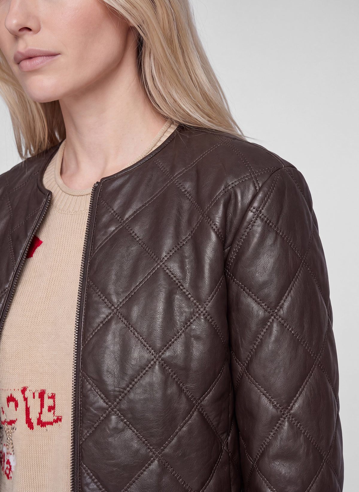 RABE BROWN QUILTED LEATHER JACKET 57-122824 226