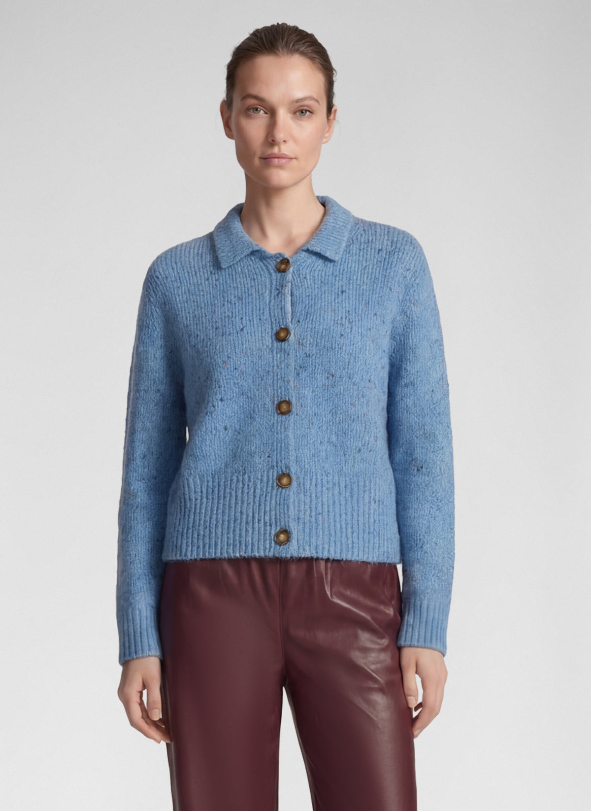 57-114532 rabe blue button up cardigan with collar