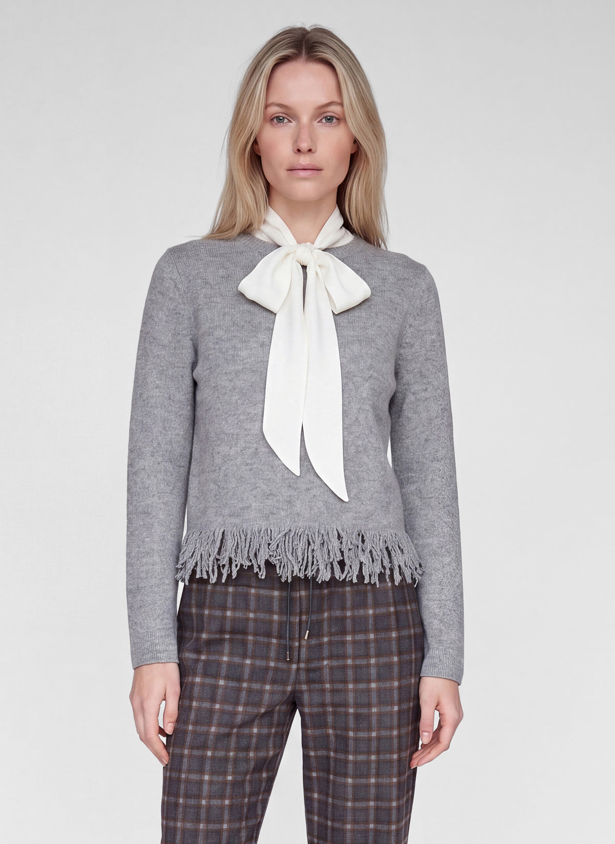 57-121613 rabe grey fringe knit