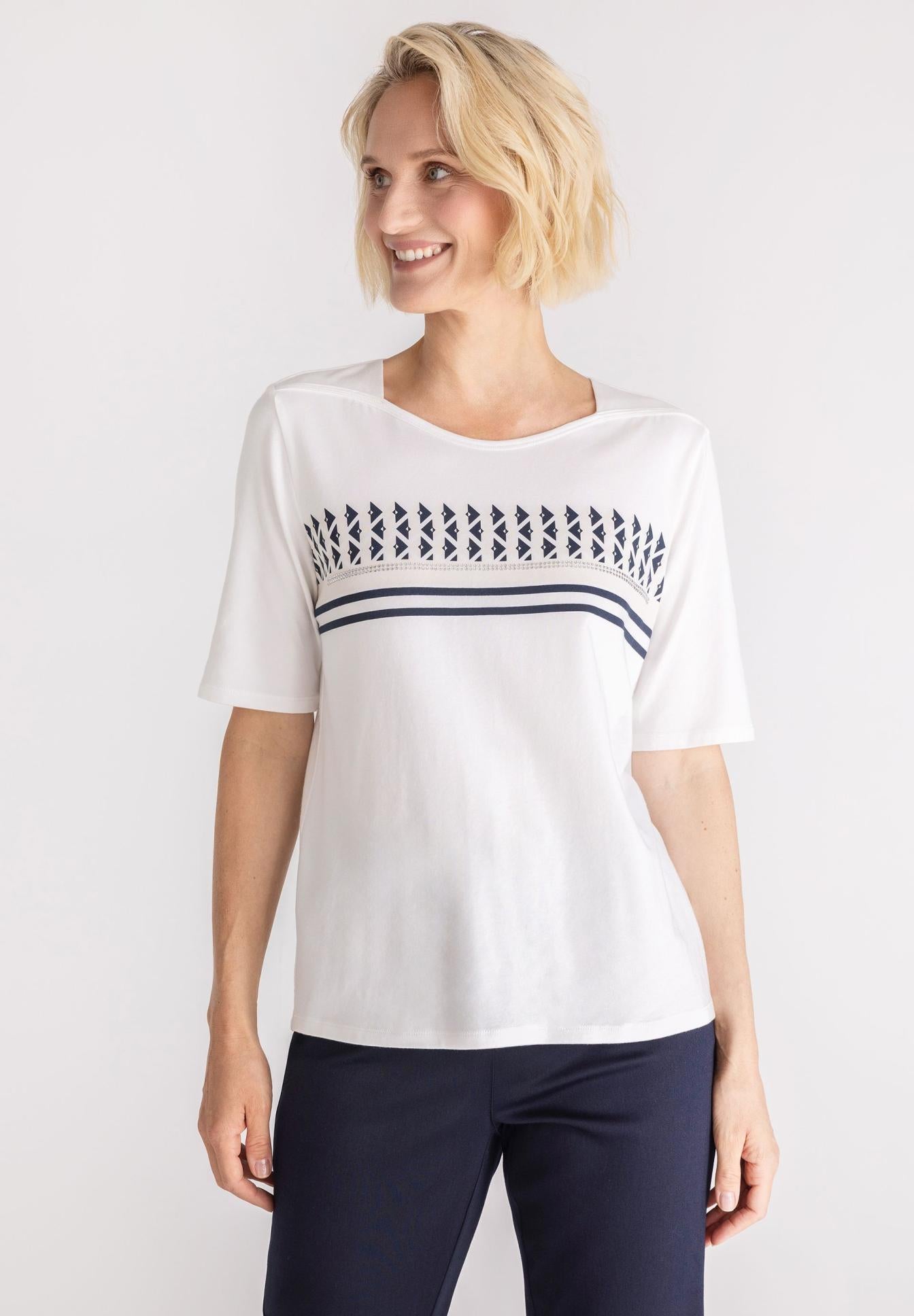 FRANK WALDER Navy Stripe Top 303450 126