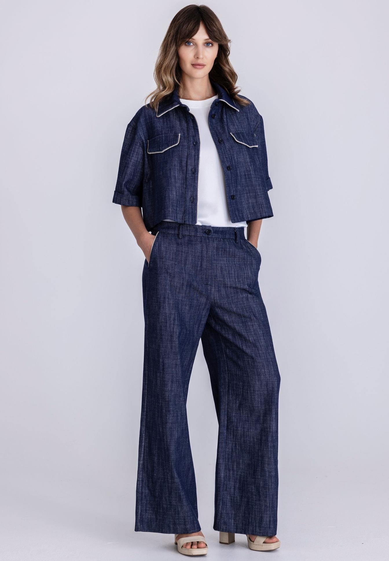 TUZZI WIDE LEG PANTS DENIM 412658000 126