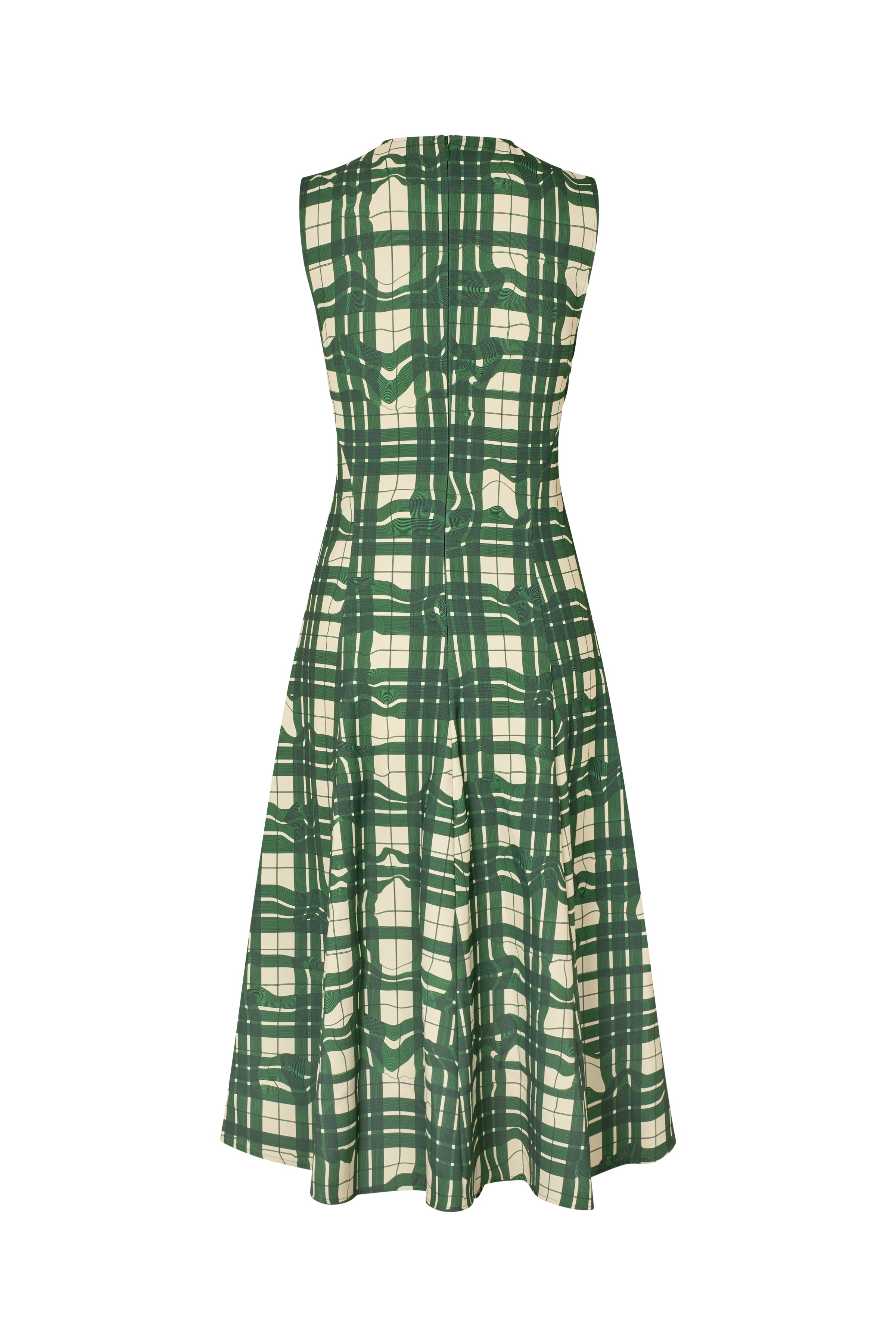 STINE GOYA CHECKERED CADY SLEEVELESS GATHERED MIDI DRESS 2429225