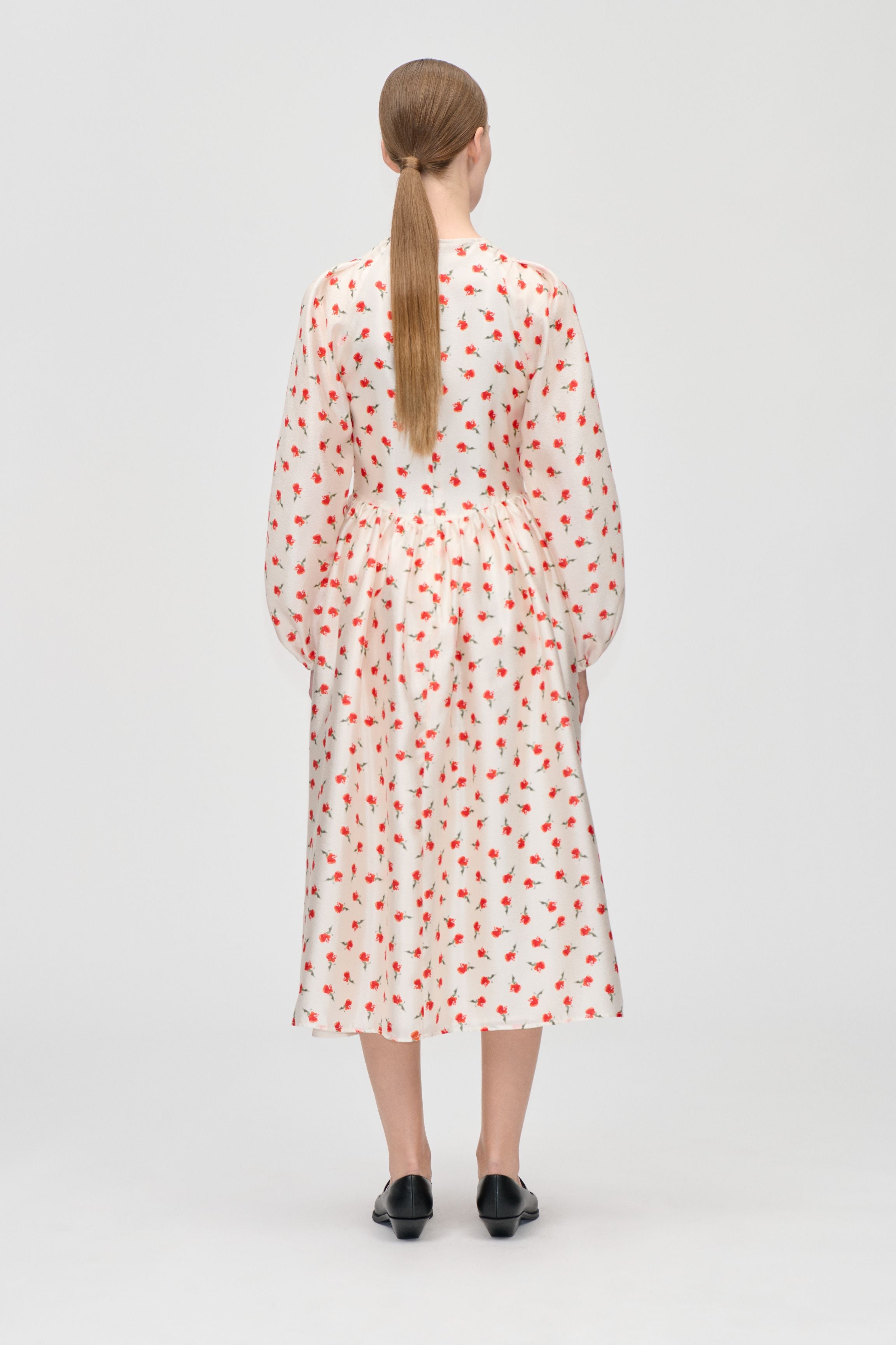 STINE GOYA RED FLAT TEXTURED POLY, LONG SLEEVE VOLUMINOUS DRESS SG-PS26-D211-2067 126