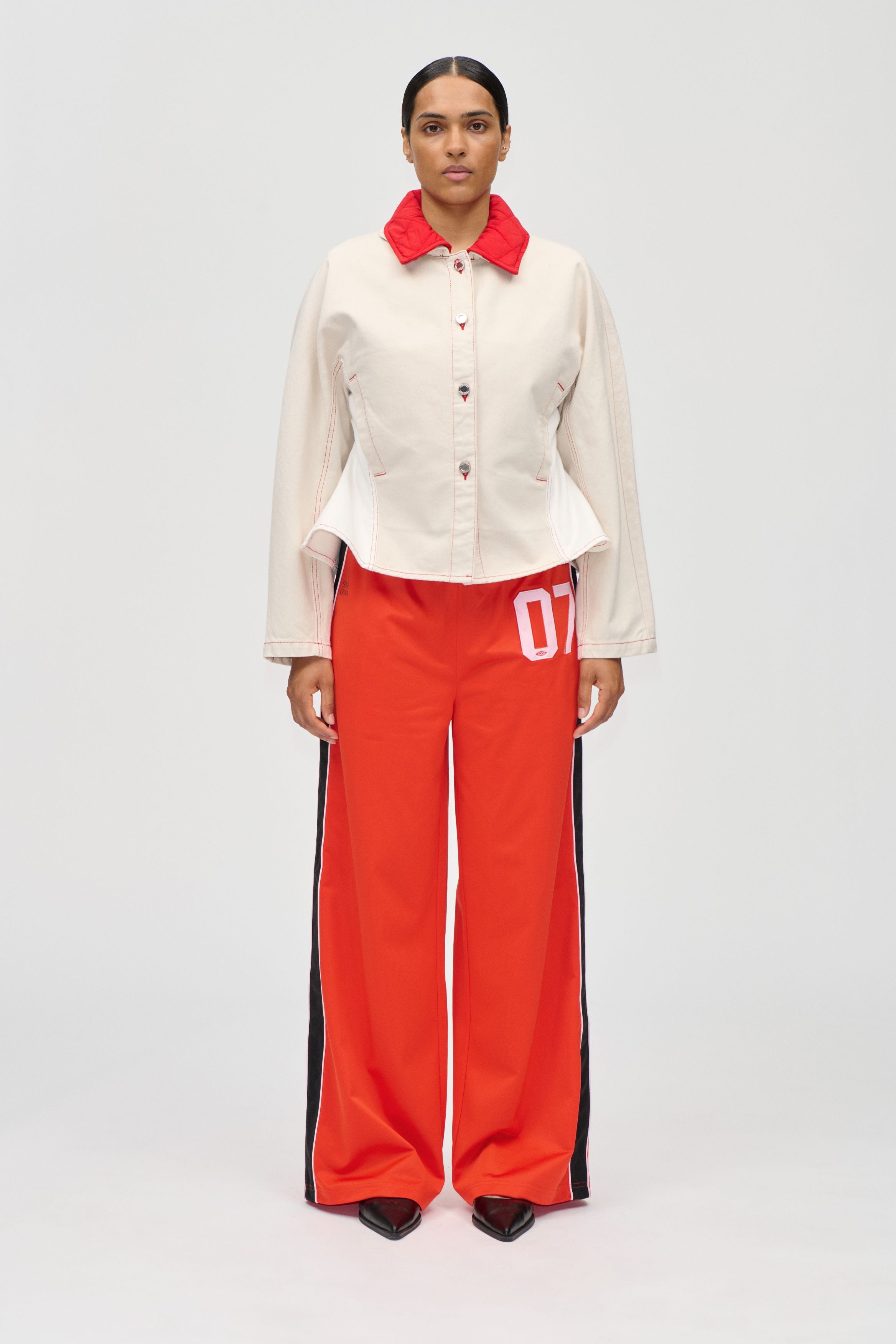 STINE GOYA CREAM DOUBLE RINSE DENIM, PEPLUM COLLAR JACKET SG-PS26-O007-2453 126