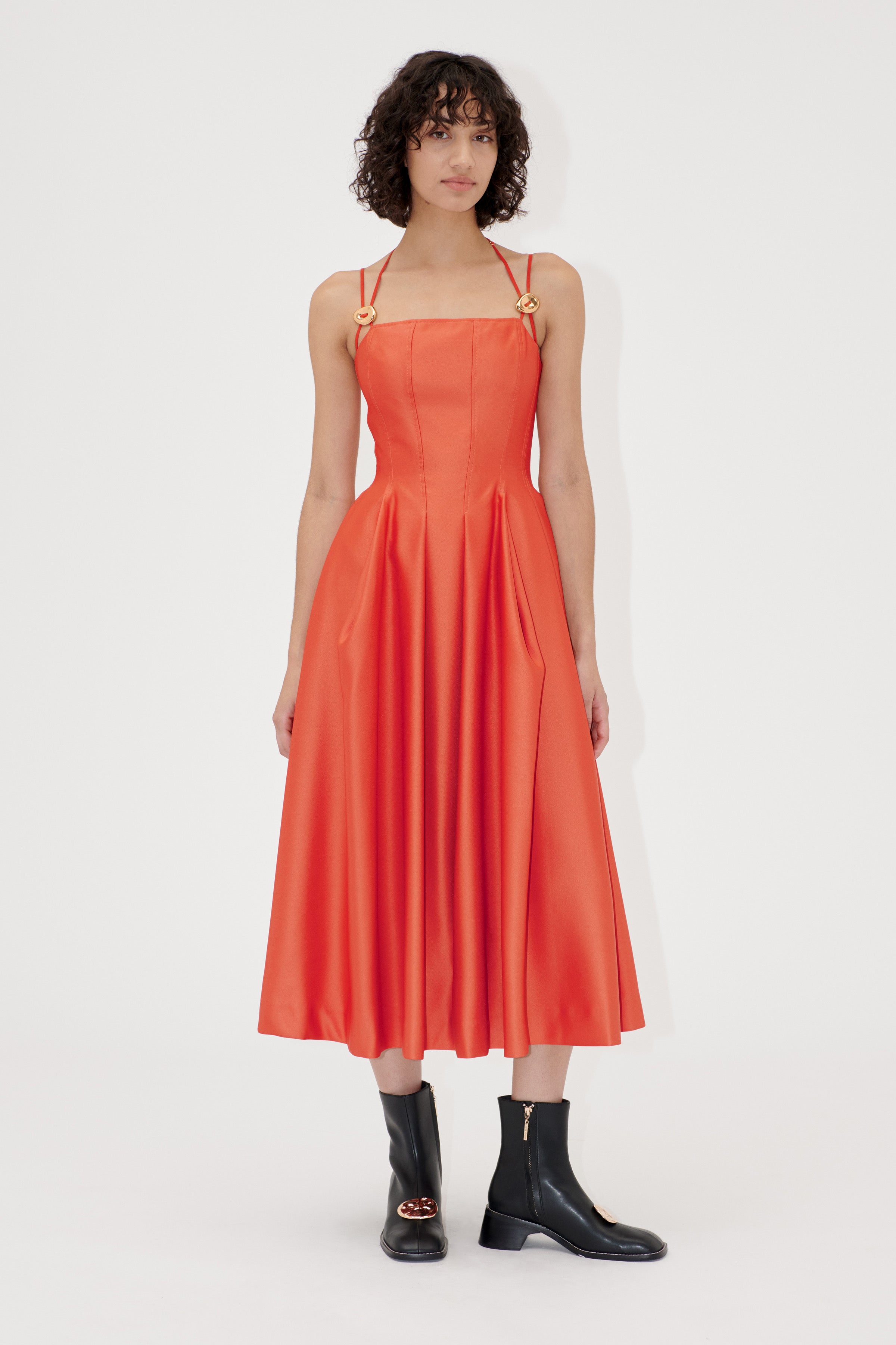 STINE GOYA ORANGE DOUBLE STRAP HIGH-VOLUME DRESS  SG-D0922349 125