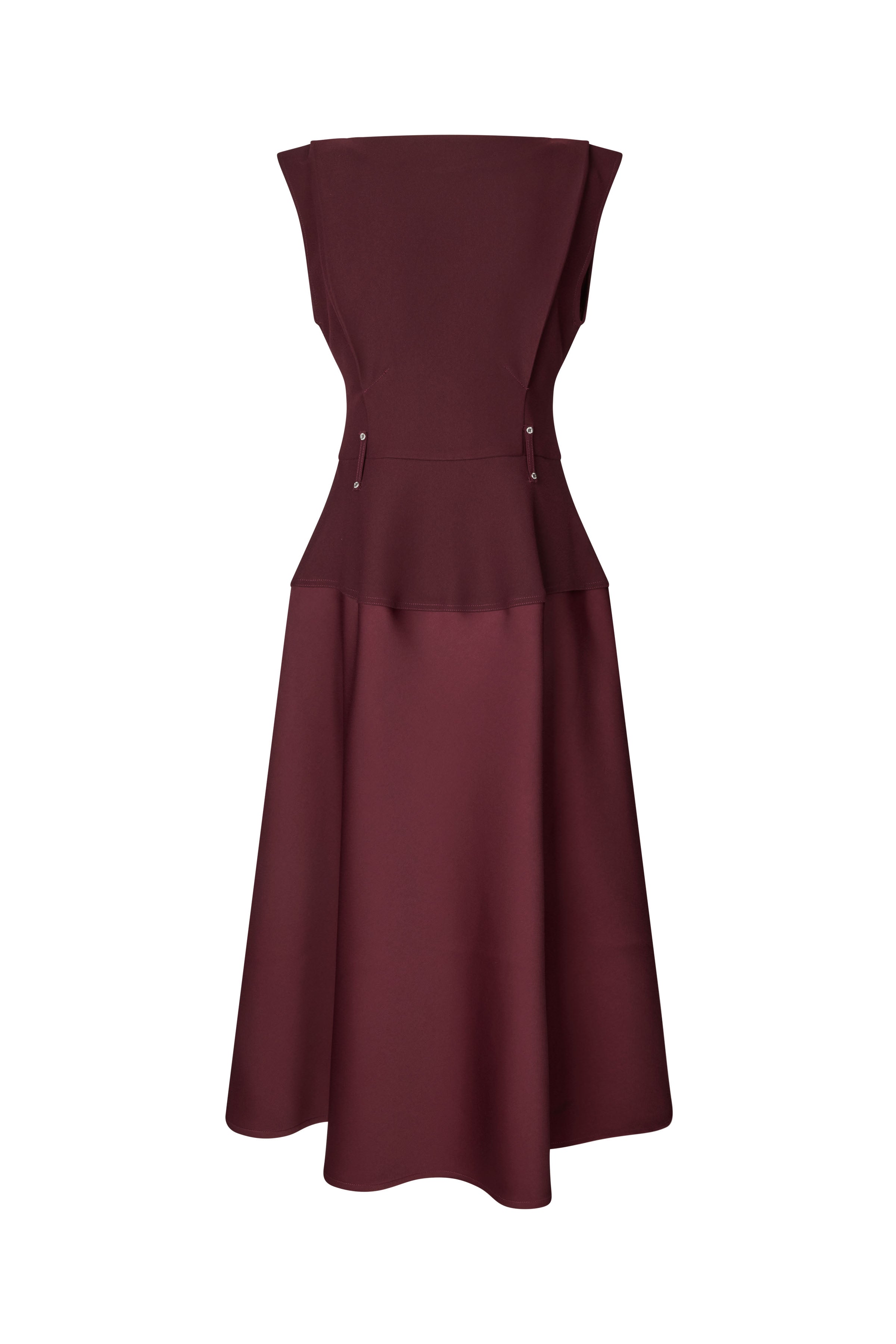 STINE GOYA BURGUNDY SLEEVELESS BOATNECK MIDI DRESS SG-D1092330 125