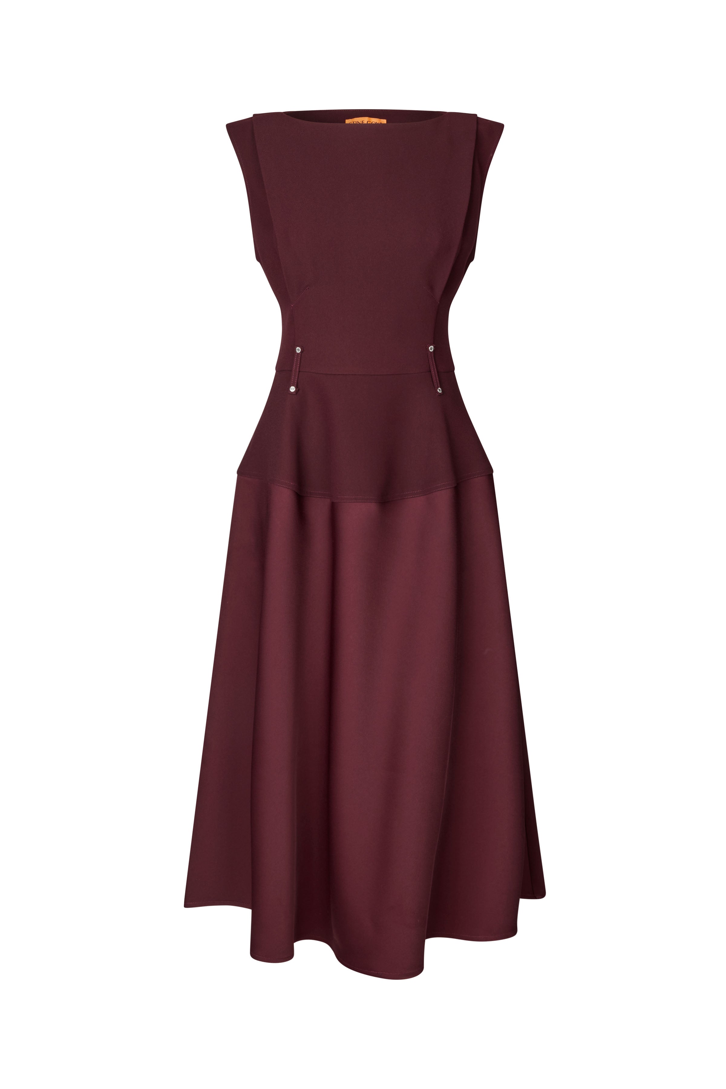 STINE GOYA BURGUNDY SLEEVELESS BOATNECK MIDI DRESS SG-D1092330 125