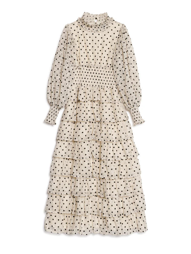 Sister Jane Cream Valance polka dot tiered dress