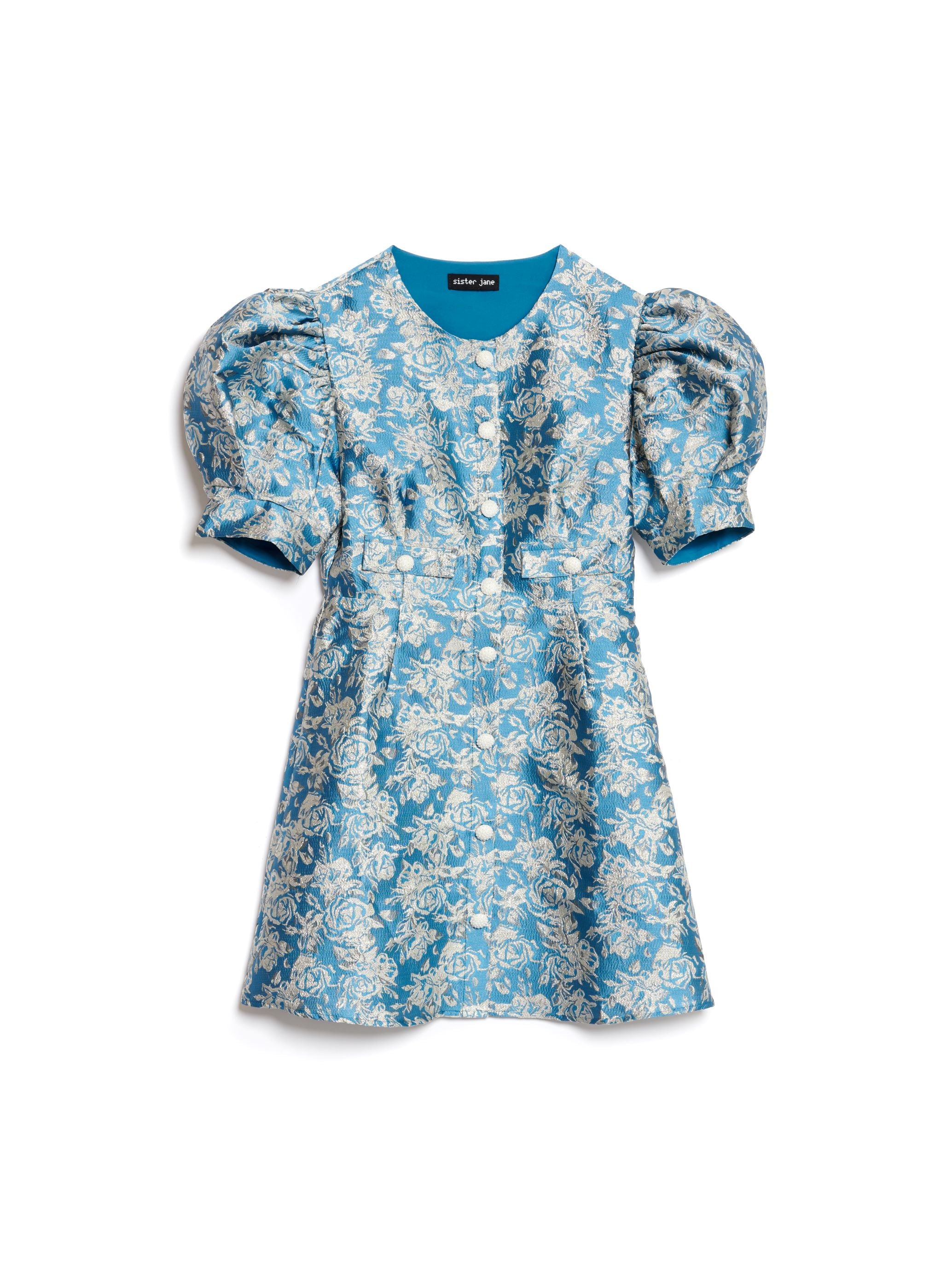 SISTER JANE SAPPHIRE JACQUARD MINI BLUE DRESS DR2183 125