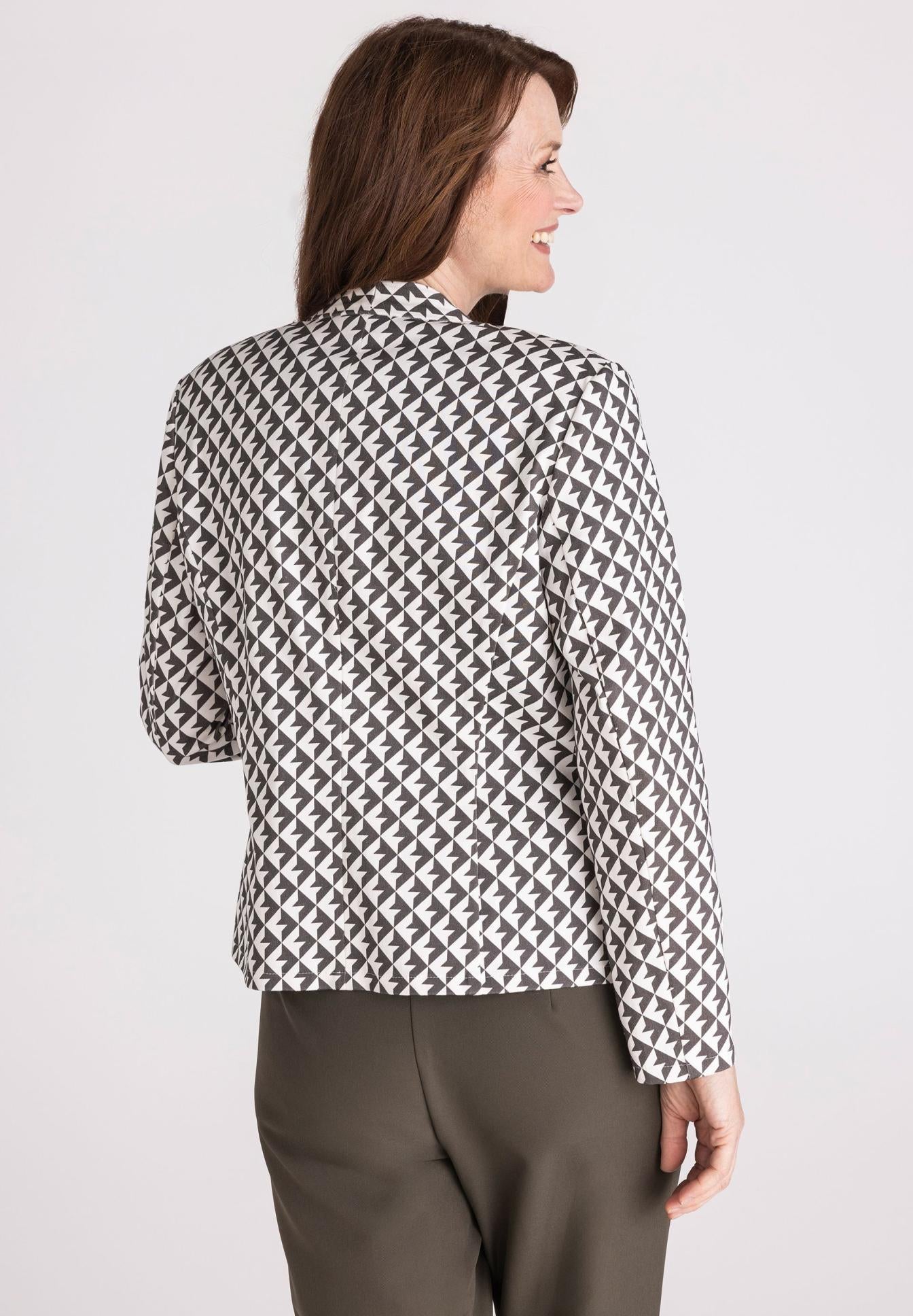 FRANK WALDER Khaki Check Collarless Jkt 716329 126