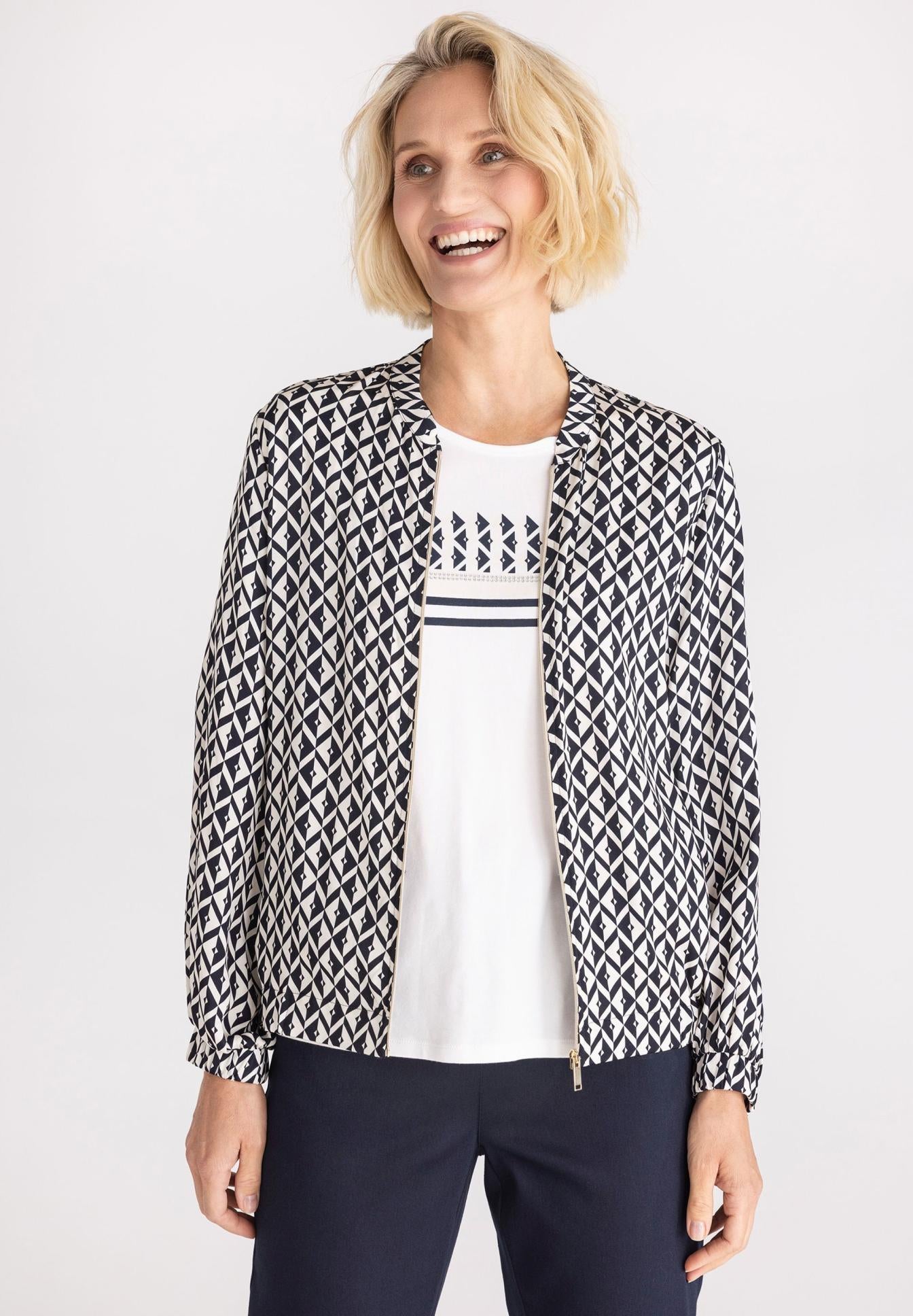 FRANK WALDER Navy Check Zip Up Jkt 716336 126