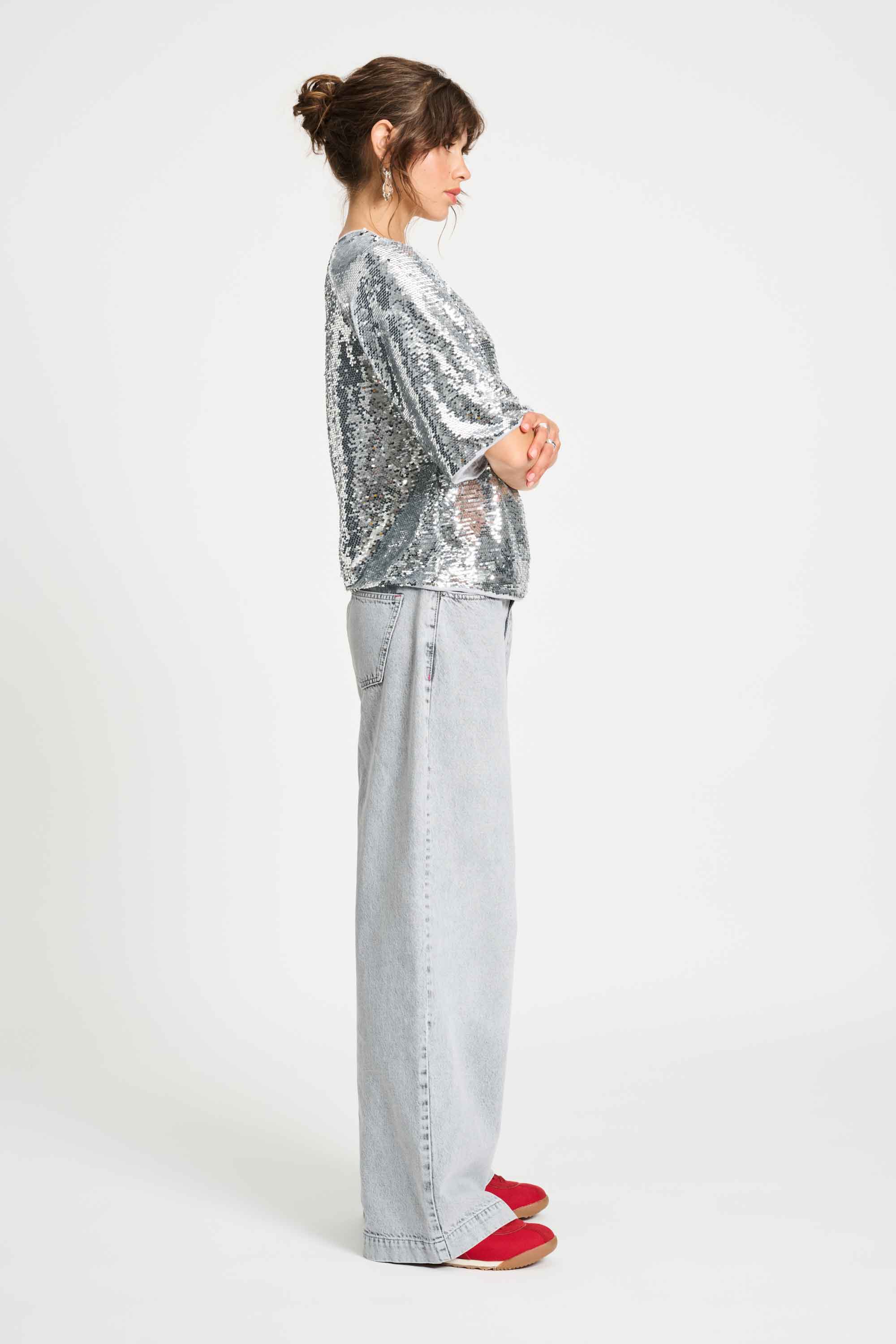 POM TOP - SEQUINS SILVER SP9275 225