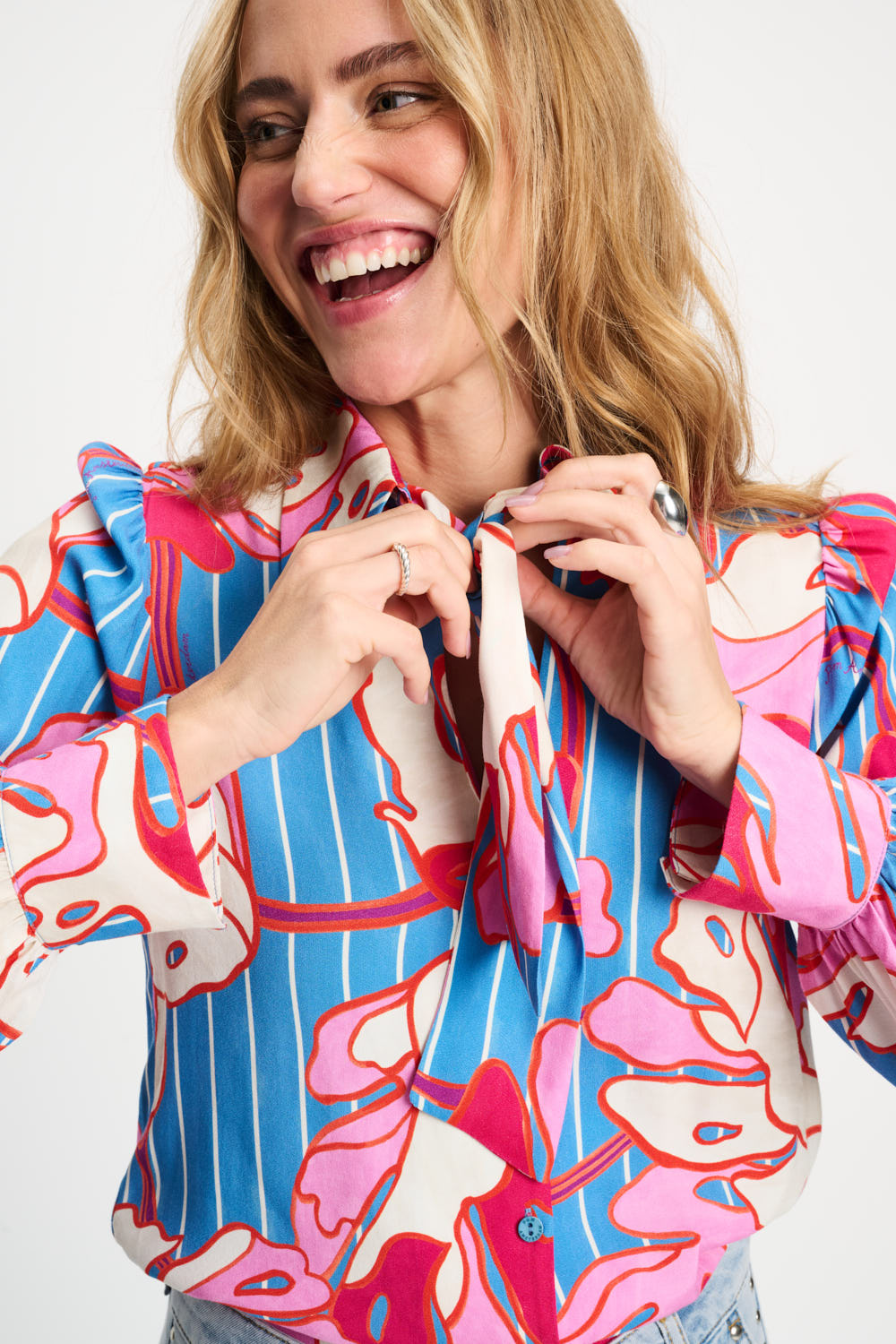 POM BLOUSE - URBAN FLORA STRIPE SP9500 126