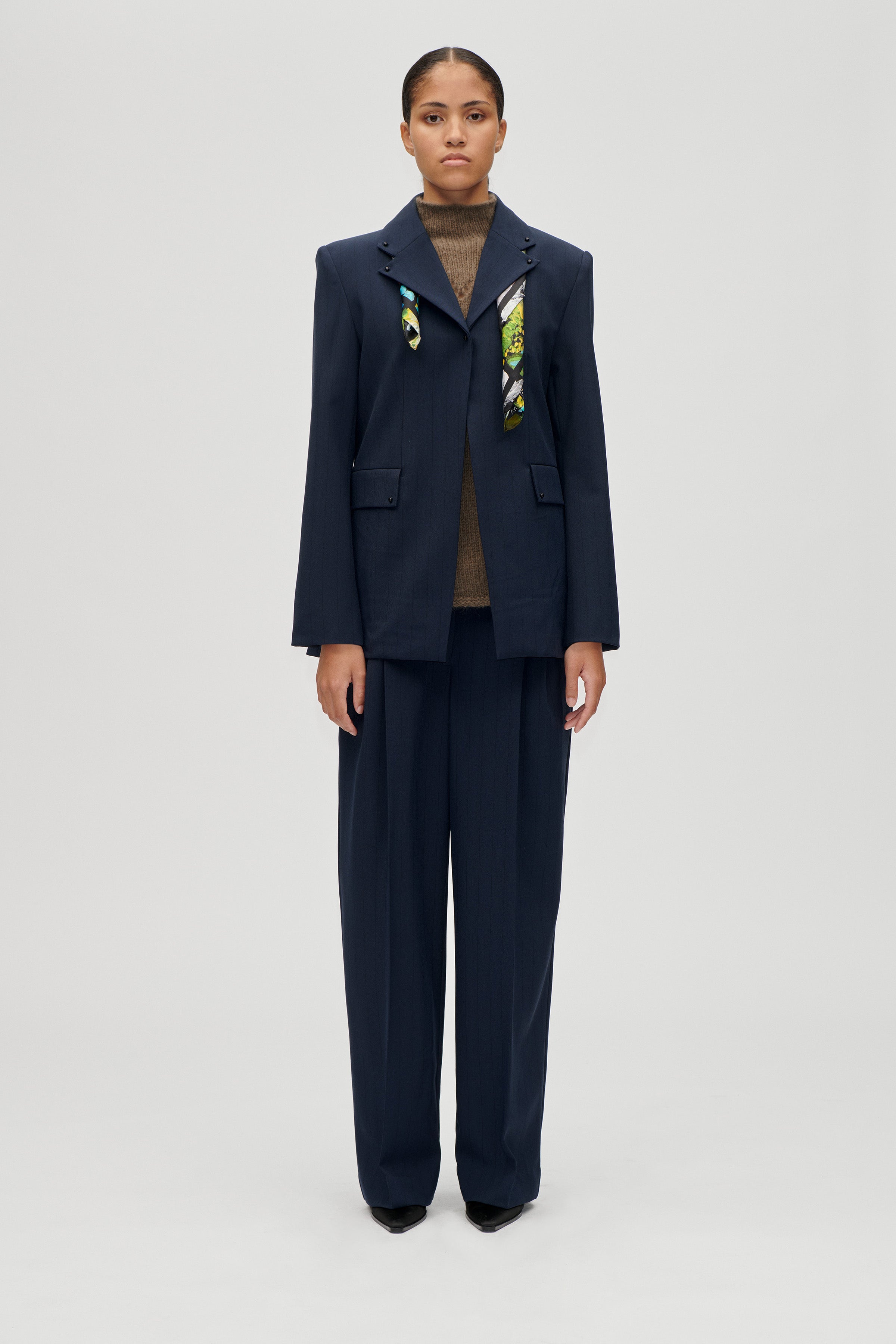 STINE GOYA 2435 PINSTRIPE TAILORING, BELTED TAILORED PANTS MACBEES