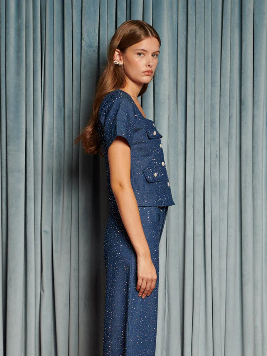 SISTER JANE DAZE EMBELLISHED DENIM TOP 225