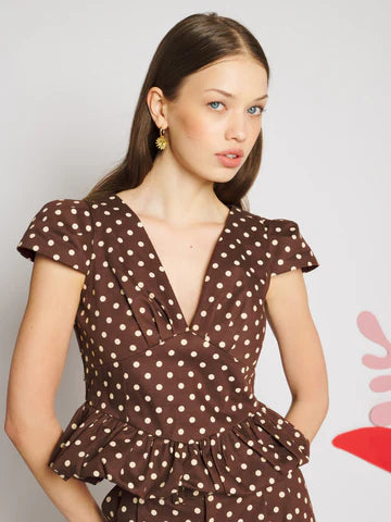 SISTER JANE BROWN ARLES POLKA DOT TOP TO651BRN 226