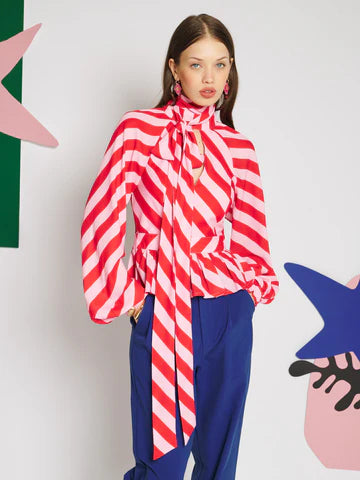 SISTER JANE PINK MENTON STRIPE TOP TO652PNK 226