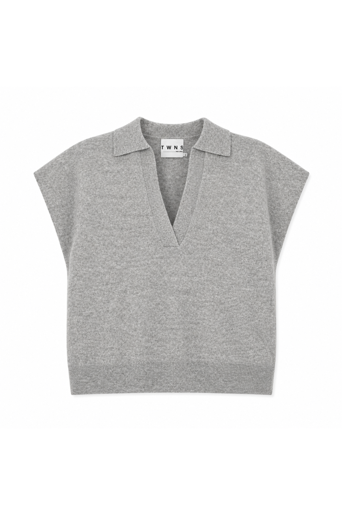 twns grey sleeveless polo neck sweater with collar okaloosa