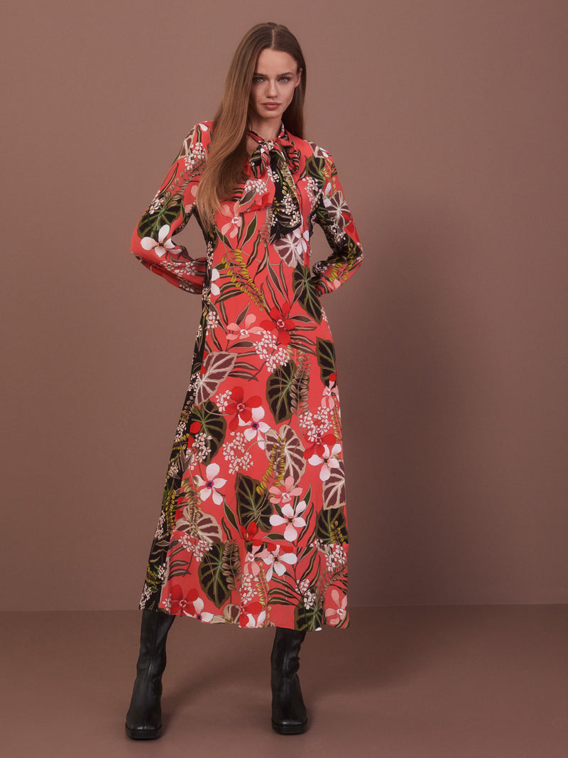MARCCAIN FLORAL LONG DRESS CORAL VC2151W61 223