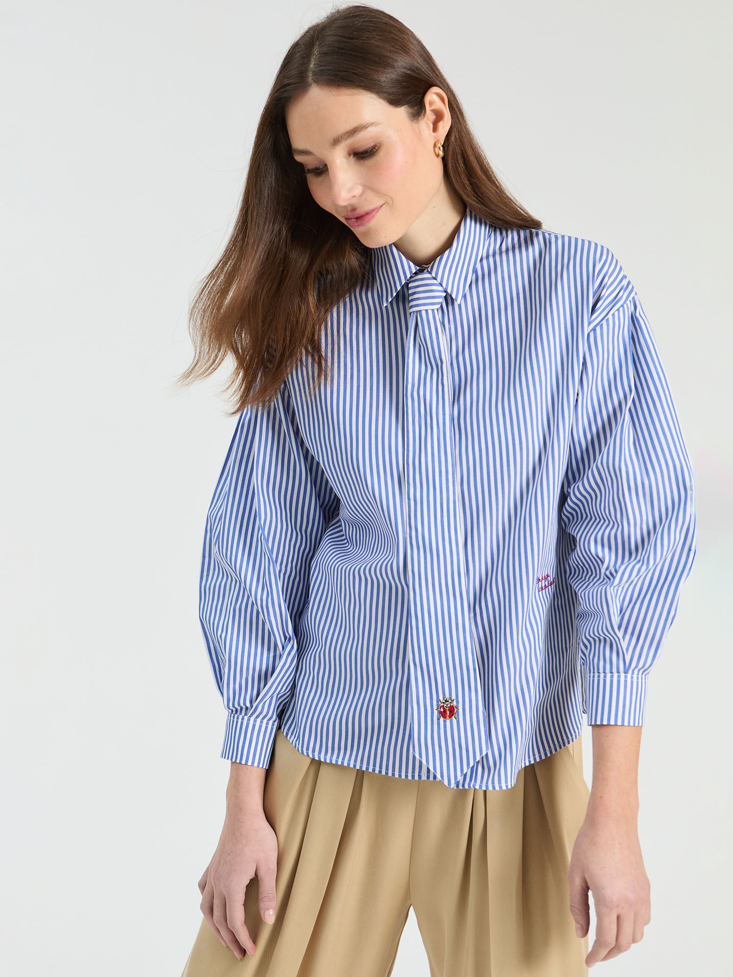 vilagallo blue stripe blouse 33814 workwear shirt