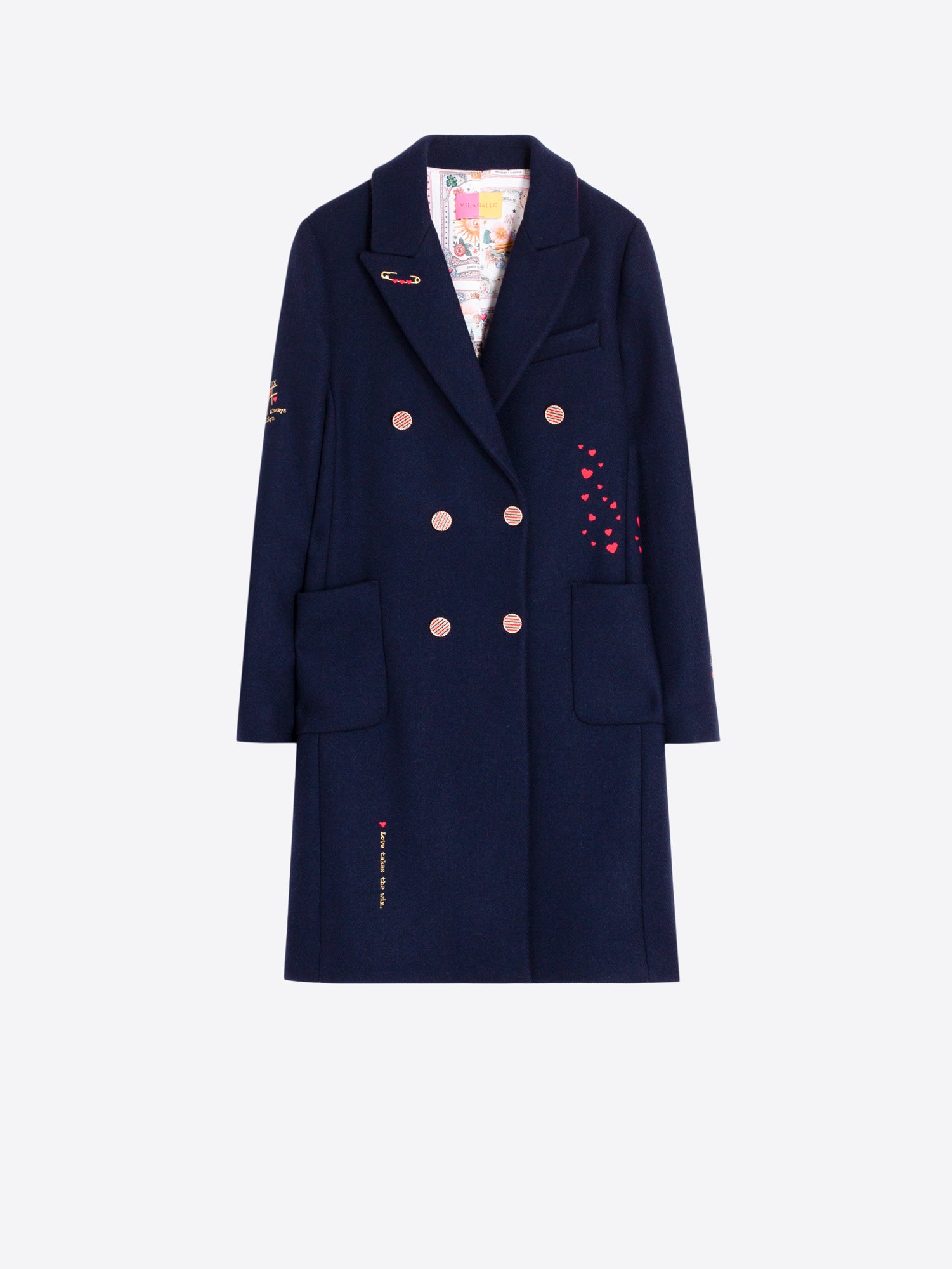 vilagallo navy heart coat 33744 