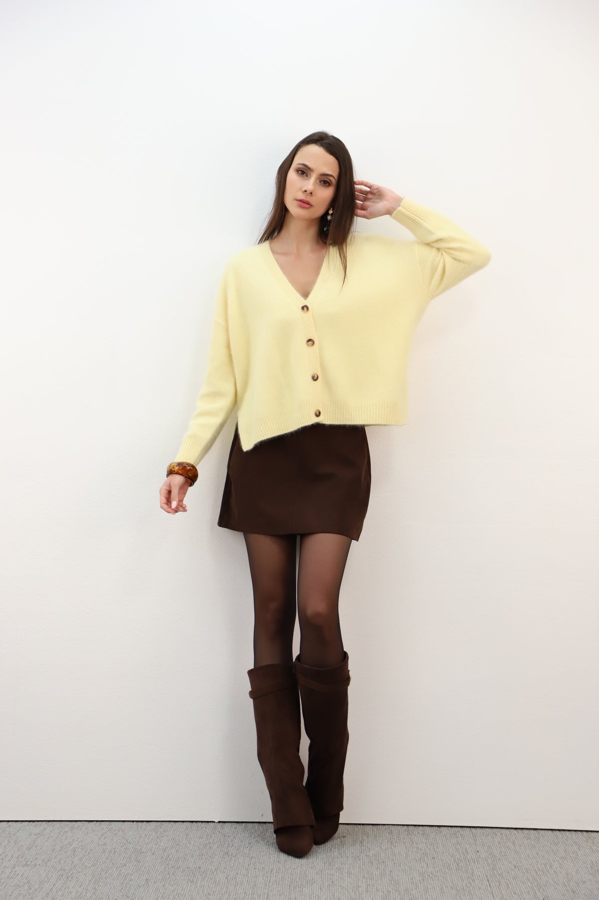 ESTHEME YELLOW V-NECK CARDIGAN WES26A74R 226