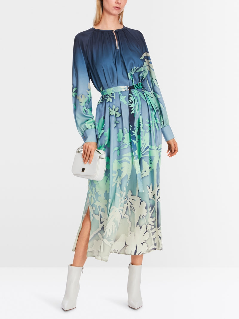 MARCCAIN GREEN LONG PRINT BELTED DRESS XC2107 W23 224