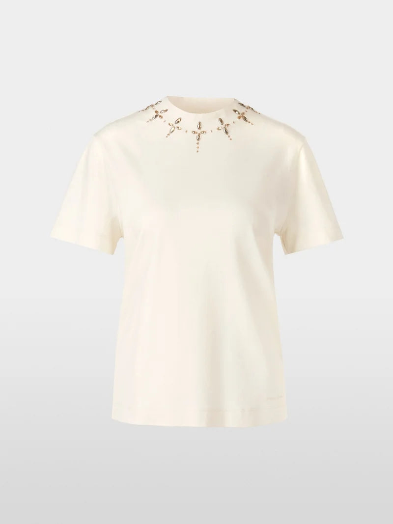 MARCCAIN CREAM JERSEY EMBELLISHED TOP XC 4816 J13 224