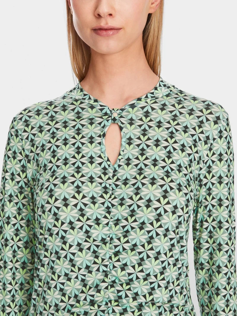 MARCCAIN PISTACHIO PRINTED JERSEY TOP XC4831 J09 224