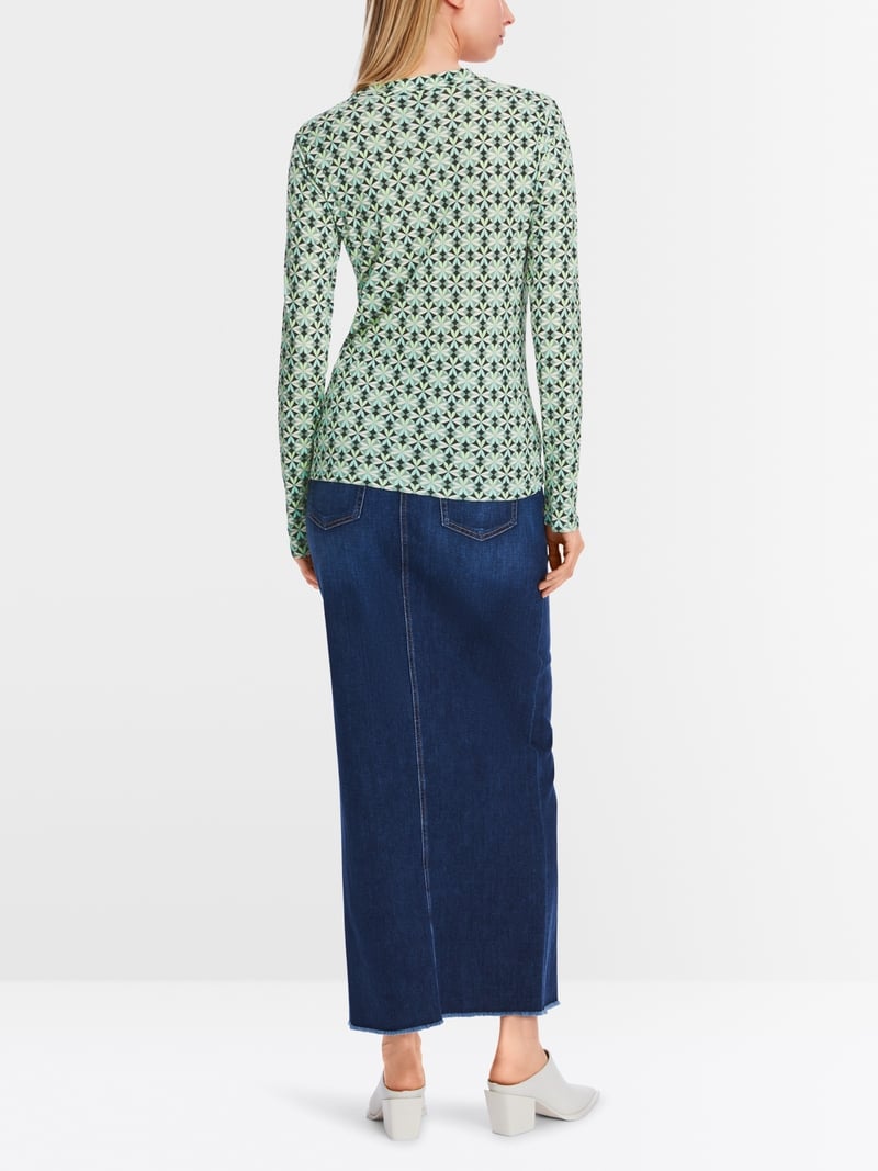 MARCCAIN PISTACHIO PRINTED JERSEY TOP XC4831 J09 224