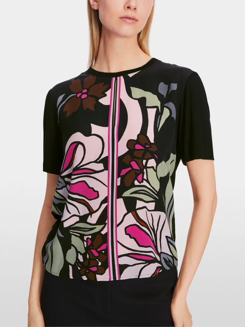 MARCCAIN BLACK FLORAL TOP XC5502 J29 224