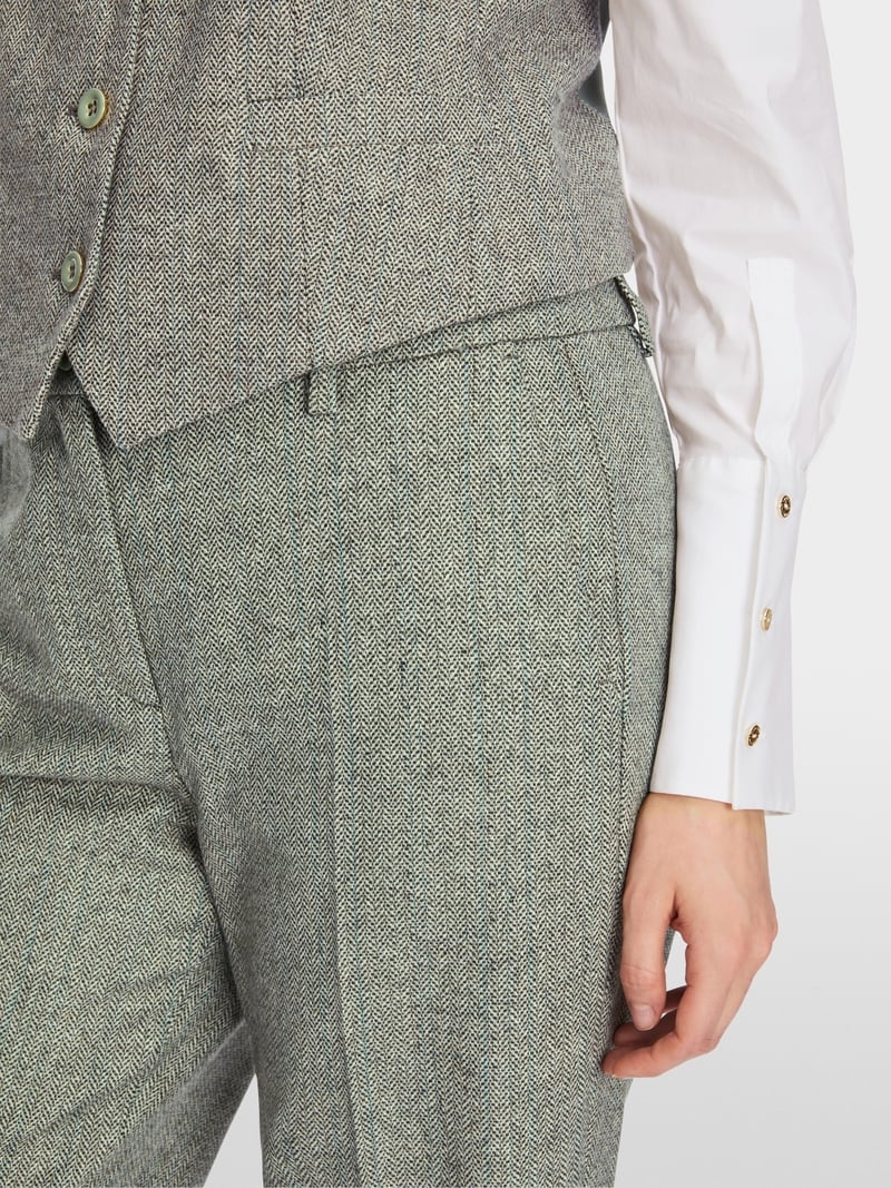 MARCCAIN PISTACHIO HERRINGBONE TURN UP TROUSERS XC8117 W27 224