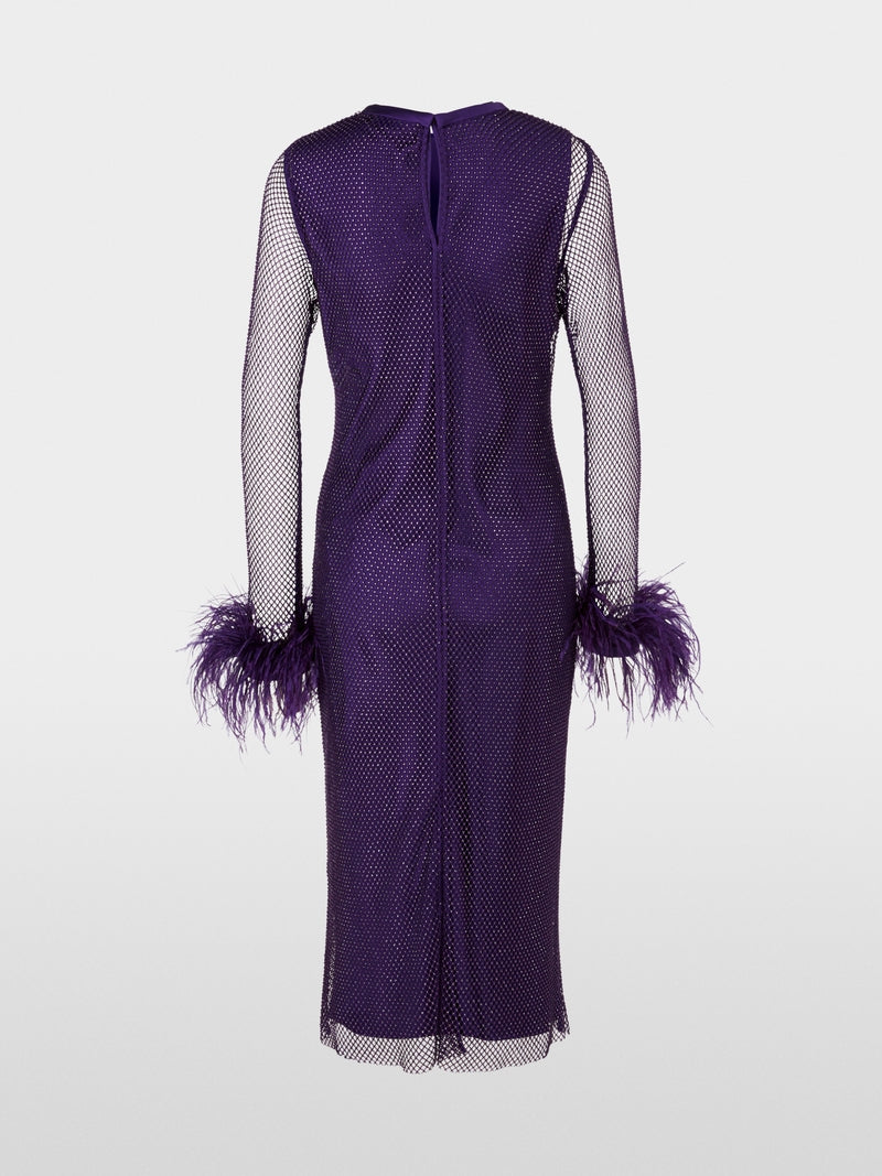 MARCCAIN PURPLE FEATHER TRIM SPARKLE DRESS XG2106 W09 224