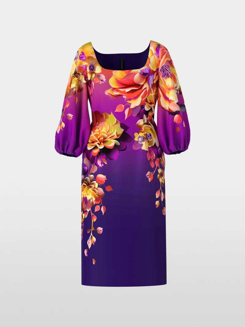 MARCCAIN YELLOW FLORAL SATIN DRESS XG2122 W01 224