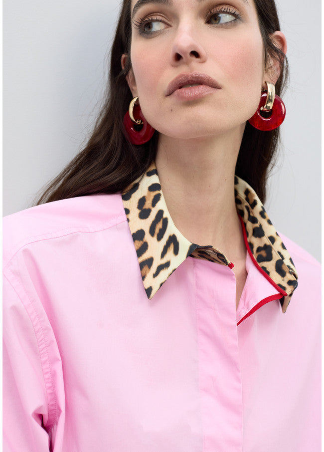 LOLA CASADEMUNT PINK ANIMAL PRINT POPLIN SHIRT  LS2615087 126
