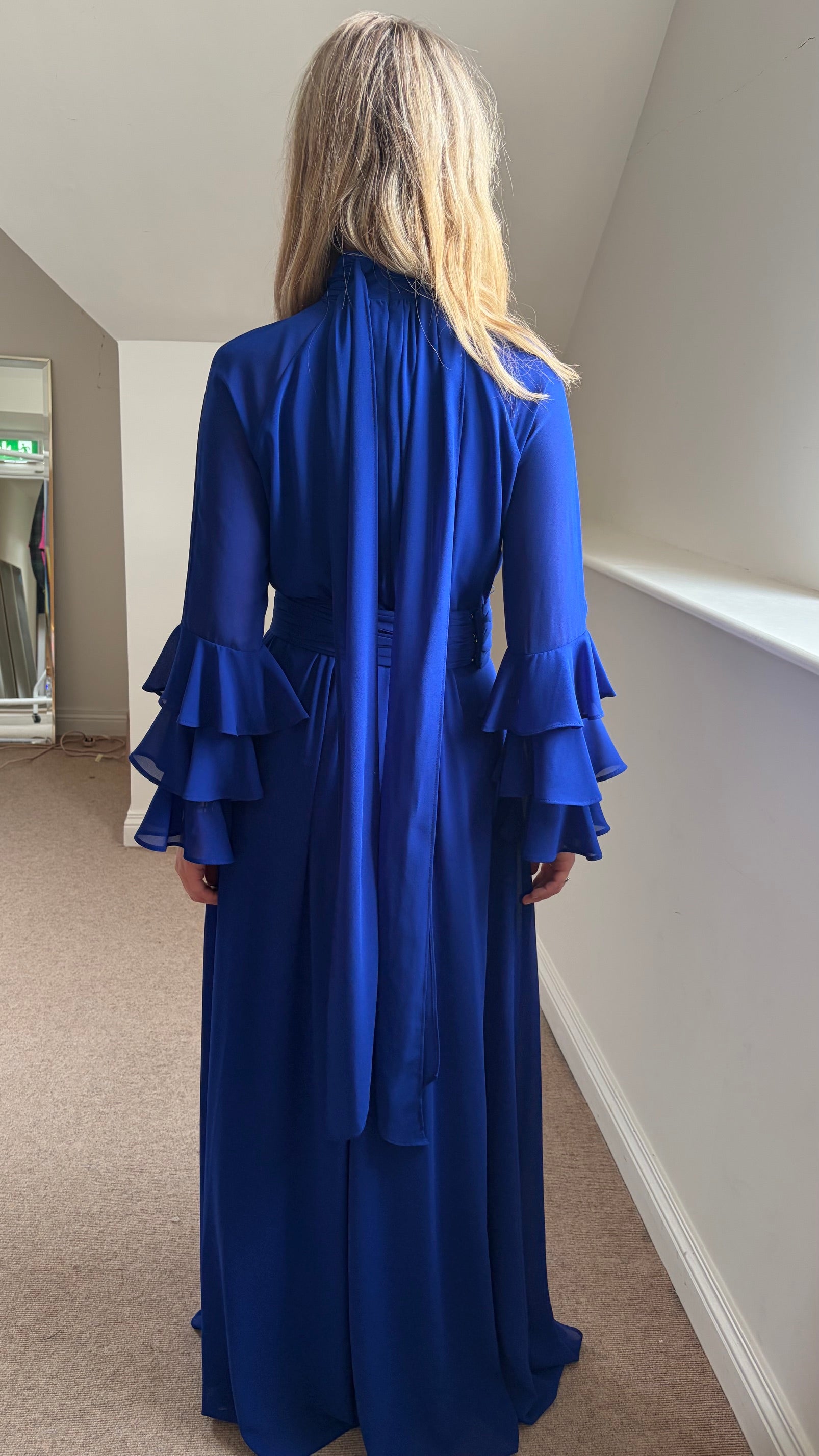 CARLA RUIZ BLUE LONG CHIFFON DRESS 53113 226