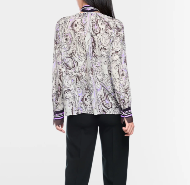 MARCCAIN LILAC PRINT BOW BLOUSE BC5109W17 724 226