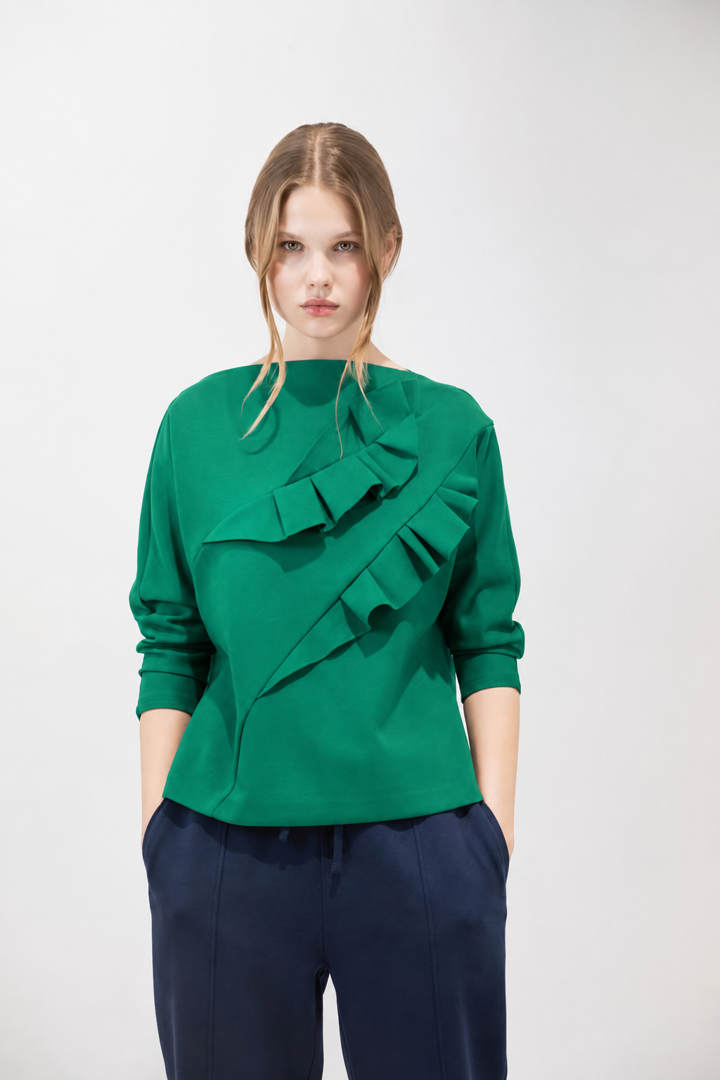 PSOPHIA GREEN BOAT NECK TOP 107TSH2863 226