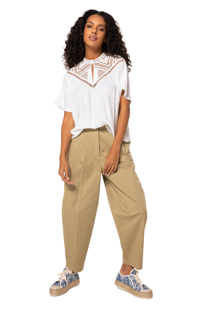 CAROLINE BISS KHAKI TROUSERS 1515 126