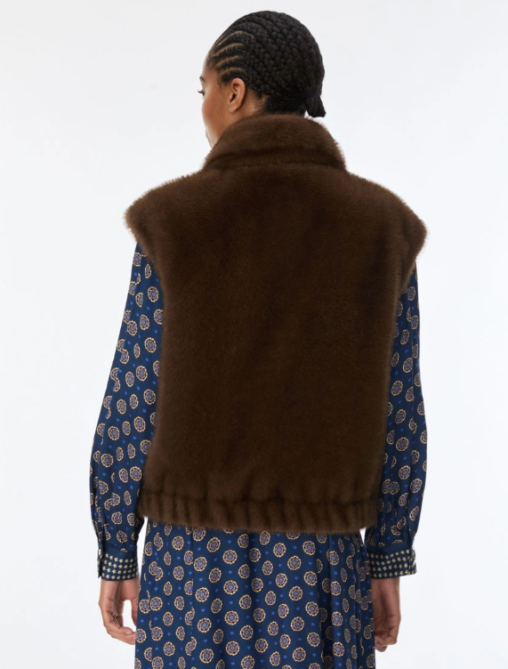 IBLUES BROWN FUR GILLET JACKET IBLEPOCHE 226