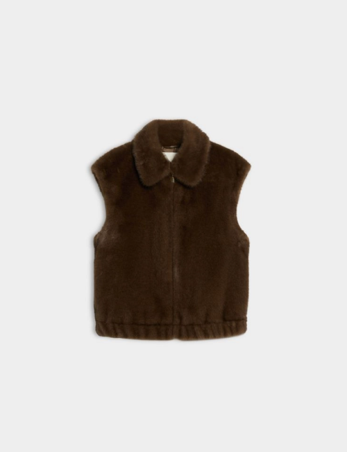 IBLUES BROWN FUR GILLET JACKET IBLEPOCHE 226