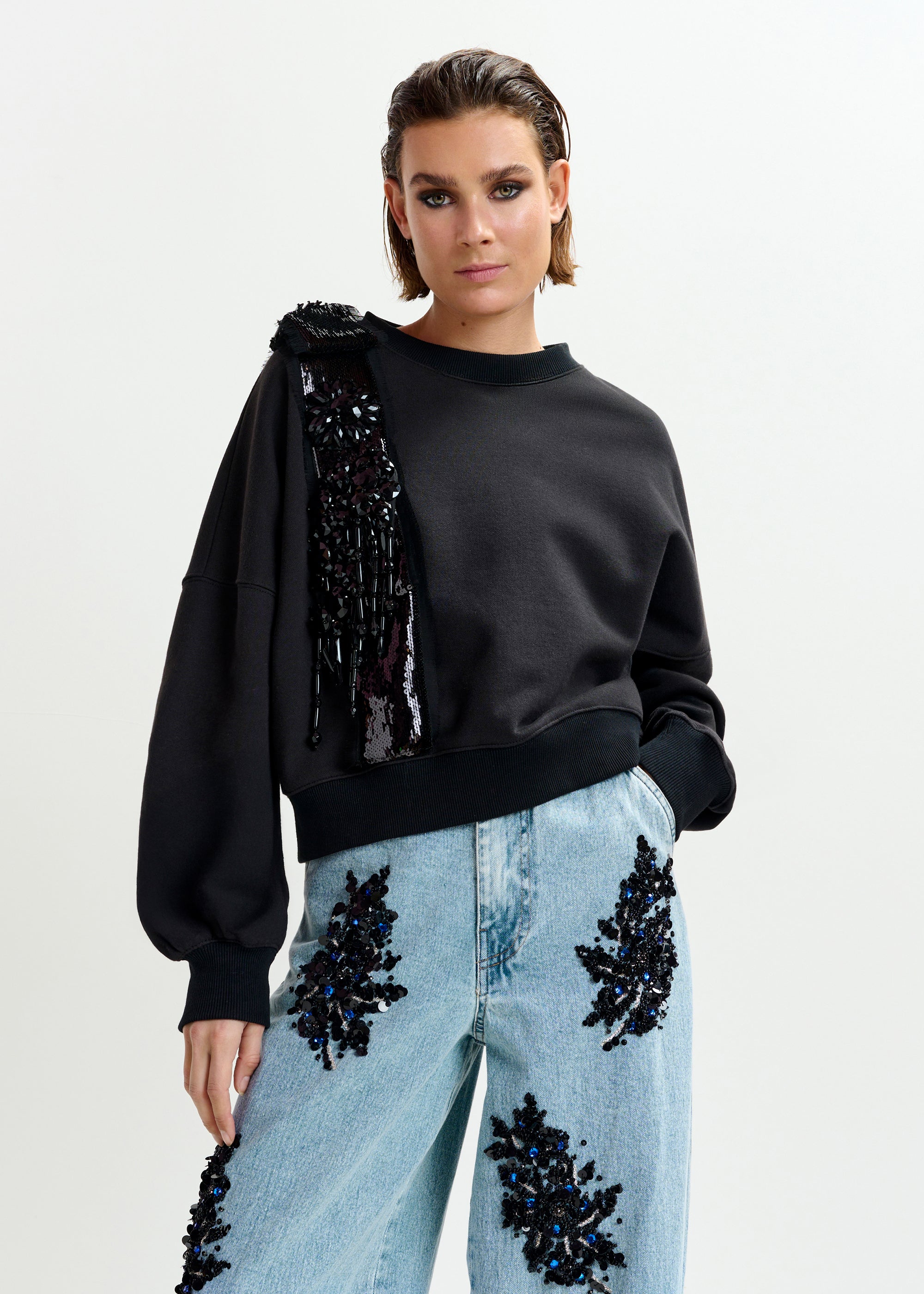 essentiel antwerp ijoux black sweatshirt stocked at macbees ireland 