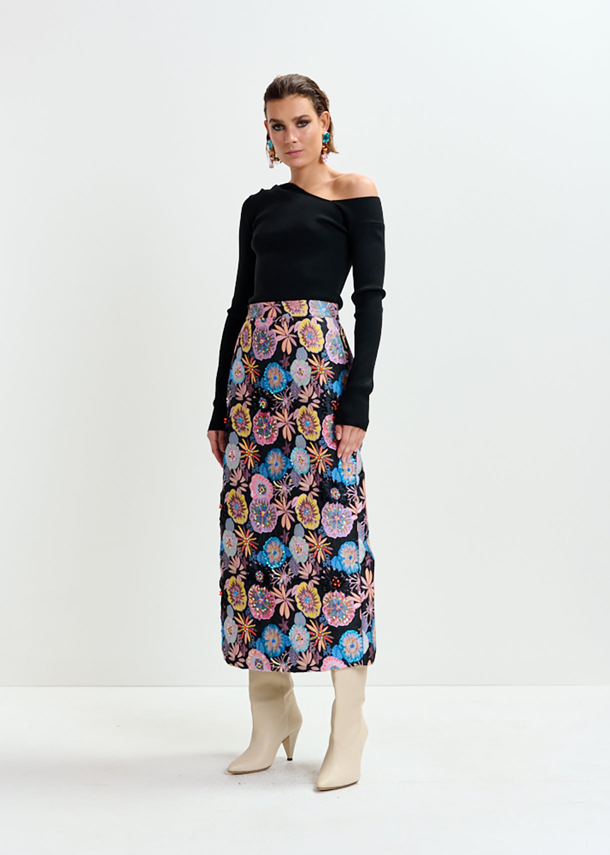 essentiel antwerp ivymuse embellished multi coloured skirt stocked at macbees ireland 